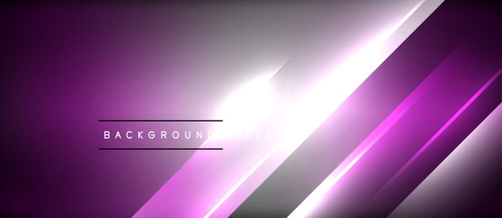 Fototapeta premium Neon dynamic diagonal light rays background. Techno digital geometric concept design for wallpaper, banner, presentation, background