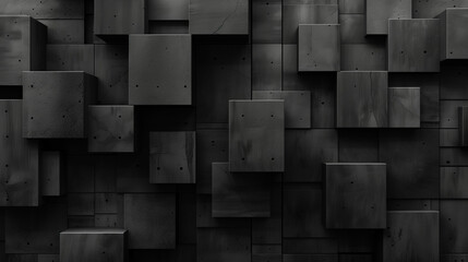 Dark squares abstract background. Realistic wall of cubes