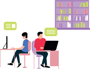 Boys are chatting online.