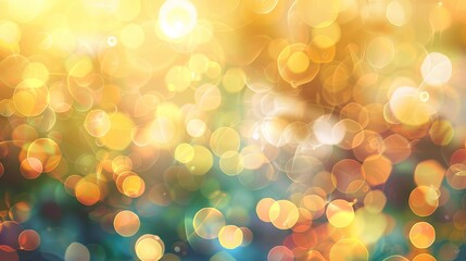 Obraz premium Glimmering golden bokeh effect - Authentic dust particles and radiant lens flare on a lustrous backdrop