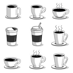 Coffee cup with white background used as an illustration and symbol. icons vector.