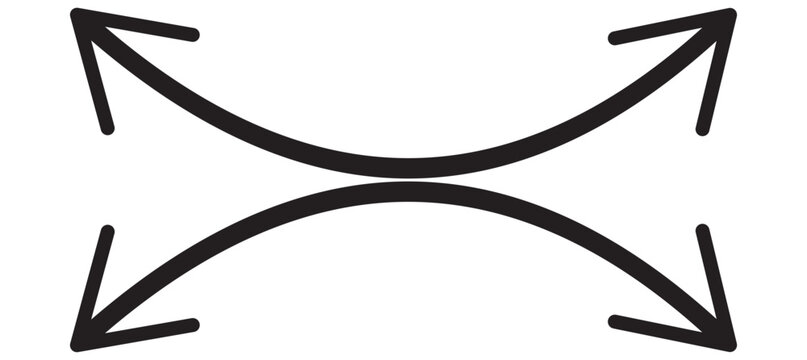 Dual semi circle arrow. Vector illustration. Semicircular cur ved thin long double ended arrow. Replaceable vector design