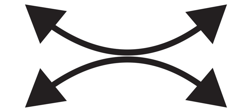 Dual semi circle arrow. Vector illustration. Semicircular cur ved thin long double ended arrow. Replaceable vector design
