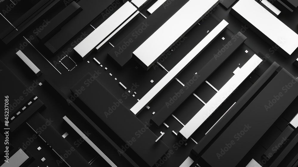 Poster minimalist black-and-white pattern background with clean lines and simple shapes, ideal for a sleek 