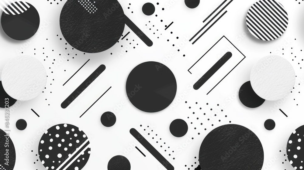 Aufkleber minimalist black-and-white pattern background with clean lines and simple shapes, ideal for a sleek 