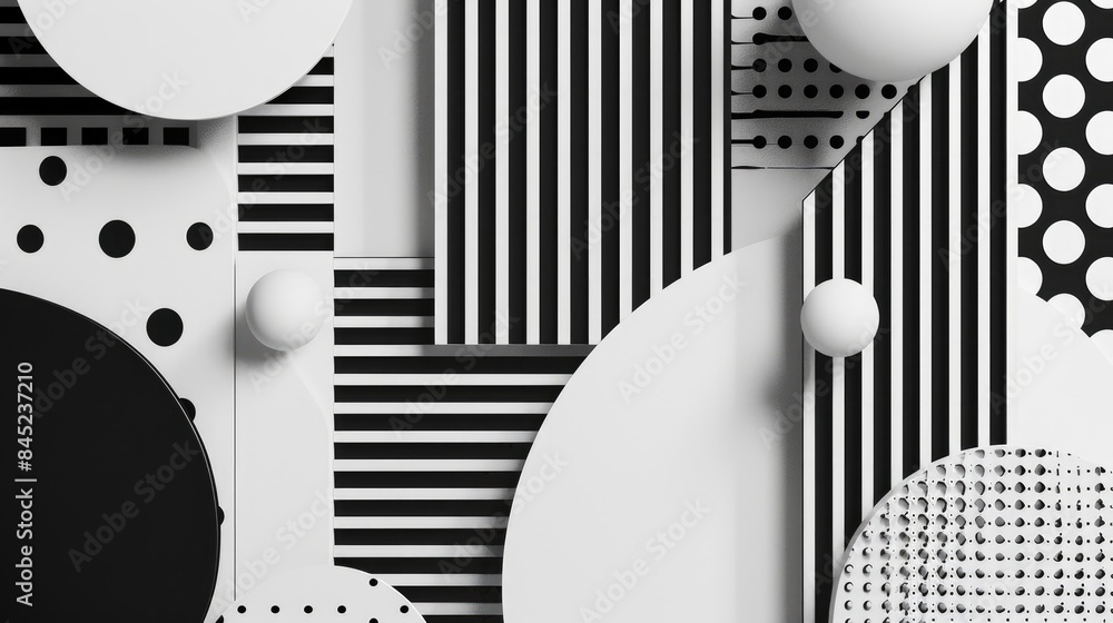 Poster minimalist black-and-white pattern background with clean lines and simple shapes, ideal for a sleek 
