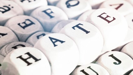 Different letters form the word hate