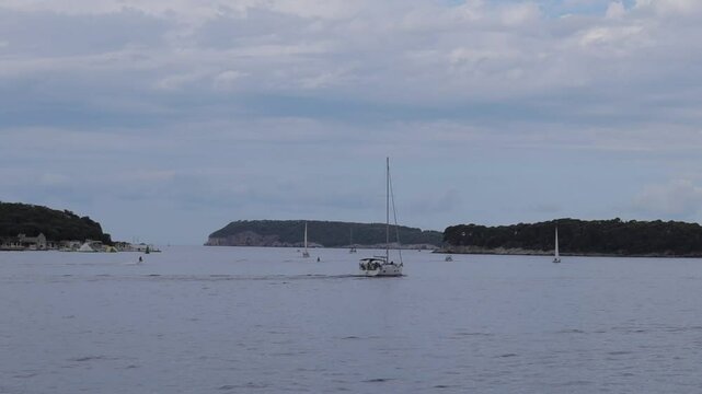 Boat sailing in Croatia foggy weather