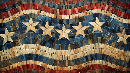 Mosaic styled Memorial Day banner featuring a pattern of stars and stripes.