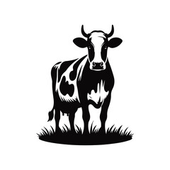 Cow black silhouette vector with white color background