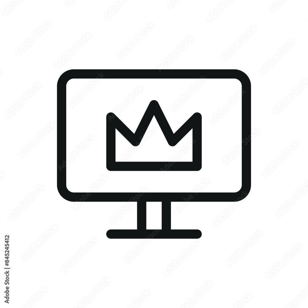 Aufkleber crown on screen isolated icon, computer monitor with a crown vector symbol with editable stroke