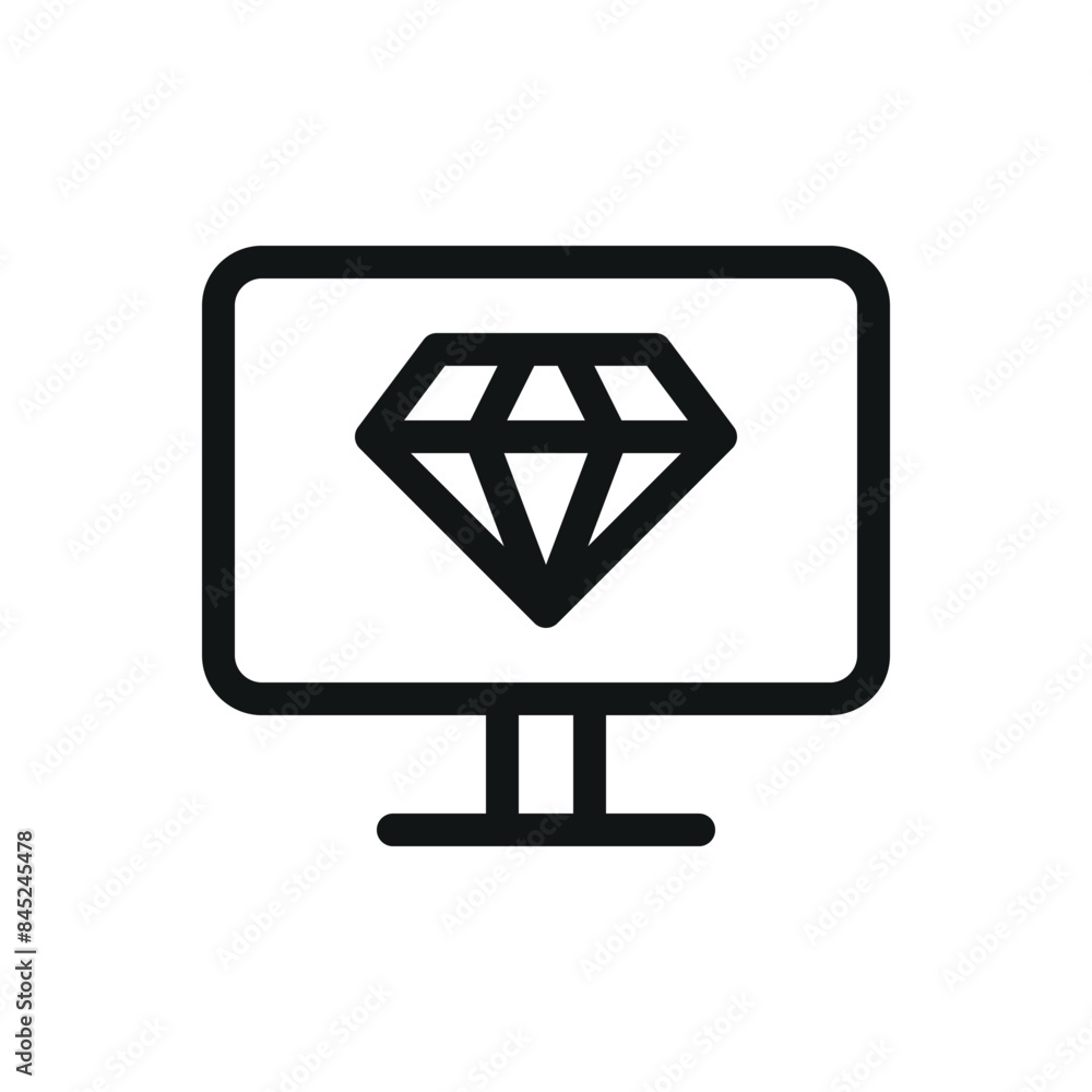 Wall mural premium online service isolated icon, monitor with gem vector symbol with editable stroke