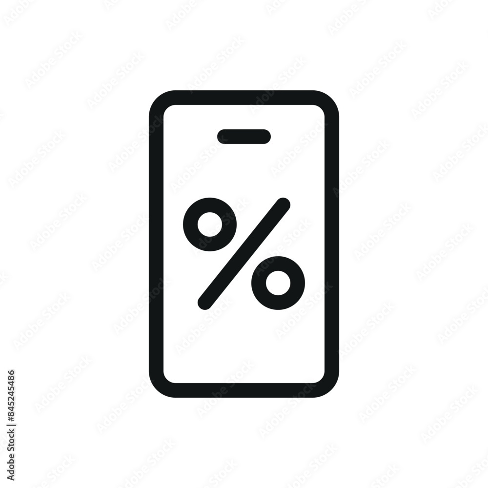 Wall mural Mobile phone with percent symbol isolated icon, discounts app vector symbol with editable stroke