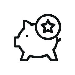 Piggy saving box isolated icon, cashback piggy bank vector symbol with editable stroke