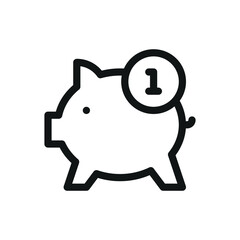 Piggy bank isolated icon, savings vector symbol with editable stroke