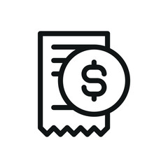 Receipt cashback isolated icon, paid invoice vector symbol with editable stroke
