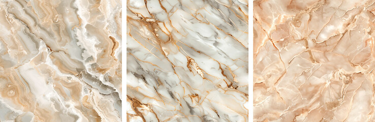 Marble Textures Set in Beige, White, and Gold Hues for Elegant Interior Design, luxurious background, product presentation, digital wallpaper, template for invitations,  package paper