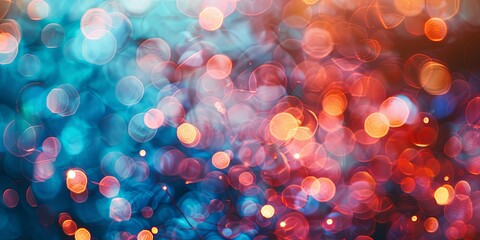 Naklejka premium Explosive Red and Blue Fireworks Display Night Sky