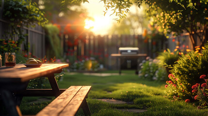 Backyard garden provides the perfect backdrop for a delicious BBQ meal