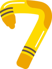 7 Seven Crayon Color Number kids Font Yellow