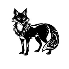 A silhouette fox illustration on white background 1