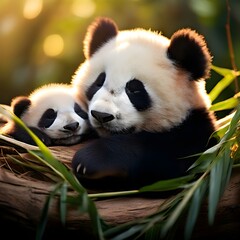 Obraz premium Panda family