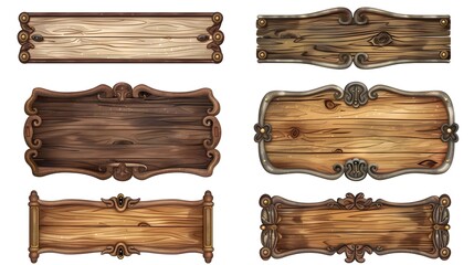 Rustic banner vector collection, vintage panel vector on white background