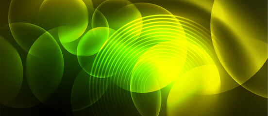 Techno concept with neon circles geometric design. Vector Illustration For Wallpaper, Banner, Background, Card, Book Illustration, landing page