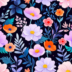 flower, pattern, floral, seamless, vector, wallpaper, spring, design, nature, decoration, leaf, summer, illustration, art, flowers, texture, plant, vintage, textile, ornament, pink, blossom, beauty, f