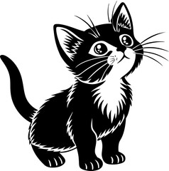 A silhouette cat illustration on white background 2