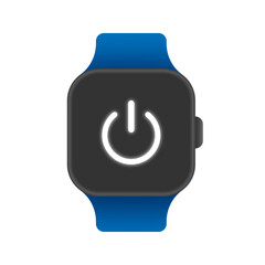 Power icon on screen smartwatch isolated on white background
