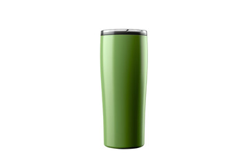 Stainless steel glass,cold mug or insulated tumbler bottle green color isolated on transparent background.