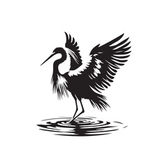 Egret Silhouette: Vector Art Capturing the Grace and Beauty of Egrets in Flight- Egret Vector -Egret Illustration- Bird Vector Silhouette.