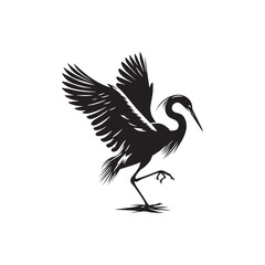 Obraz premium Egret Silhouette: Vector Art Capturing the Grace and Beauty of Egrets in Flight- Egret Vector -Egret Illustration- Bird Vector Silhouette.