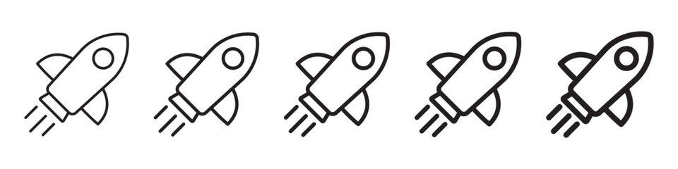 Rocket icon. Simple outline rocket sign. Rocket launched icon.