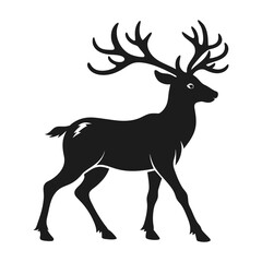 Deer silhouette black and white vector illustration1