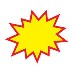 Obraz premium Blank sale tags. Ribbon sale banners. Red and yellow starburst stickers. Pop art funny bang bubble on white background. Cartoon comic style. Vector illustration.