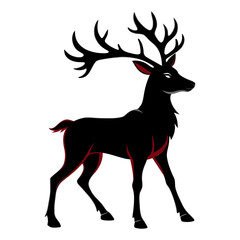 Deer silhouette black and white vector illustration