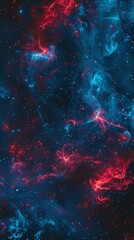 Fototapeta premium Explosive Red and Blue Fireworks Display Night Sky