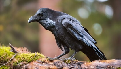 Fototapeta premium Northern Watcher: A Wild Raven in its Natural Habitat