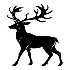 Deer silhouette black and white vector illustration3