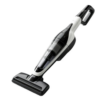 A modern cordless vacuum cleaner with sleek design, ideal for efficient and convenient cleaning in home or office. isolated on white background. transparent background.