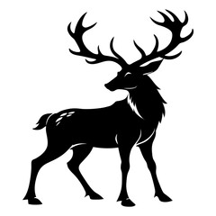 Deer silhouette black and white vector illustration5