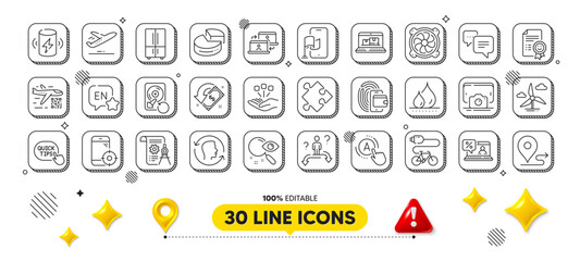 Consolidation, Phone photo and Computer fan line icons pack. 3d design elements. Quick tips, Cashback, Web inventory web icon. English, Dots message, Refrigerator pictogram. Vector