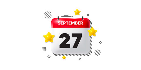 Calendar date of September 3d icon. 27th day of the month icon. Event schedule date. Meeting appointment time. 27th day of September. Calendar month date banner. Day or Monthly page. Vector