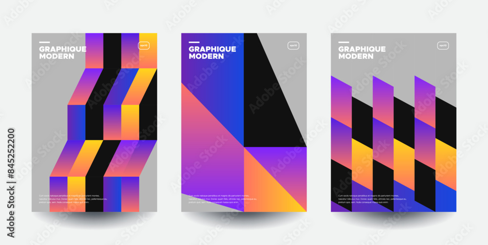 Poster retro geometric covers with modern gradients. eps10 vector.