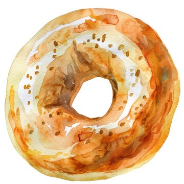 recommend clip art: watercolor of a bagel clipart  isolated on white background