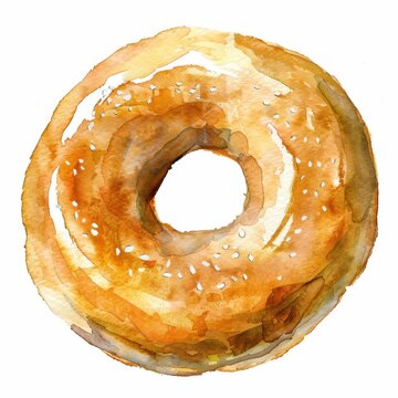 recommend clip art: watercolor of a bagel clipart  isolated on white background