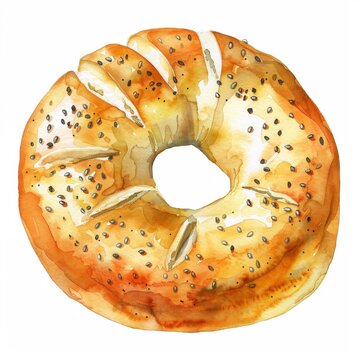 recommend clip art: watercolor of a bagel clipart  isolated on white background