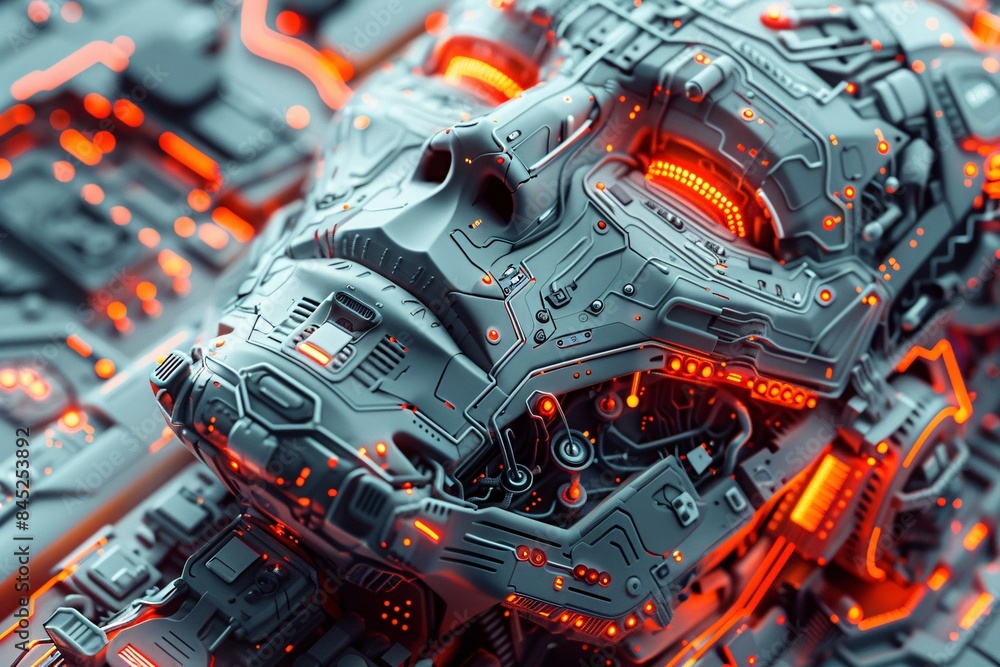 Poster magazine style illustration of a machine learning process featuring artificial intelligence, deep da